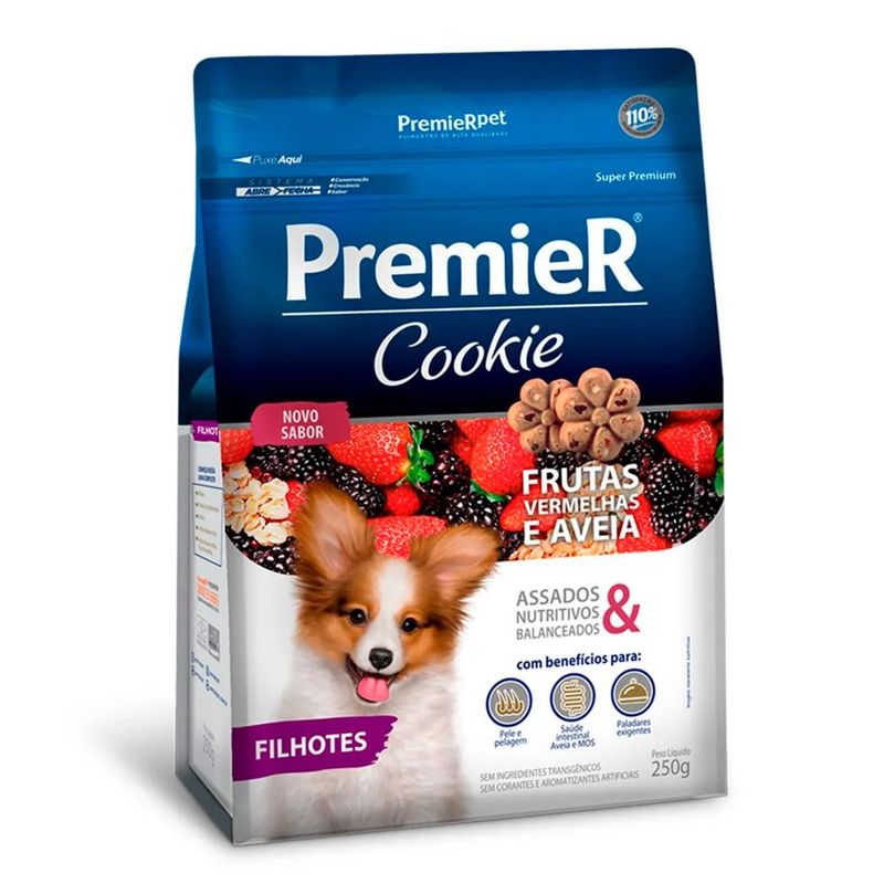 Foto-do-produto-Biscoito-Premier-Cookie-Caes-Filhotes-Frutas-Vermelhas-e-Aveia-250g-no-petshop-online-da-Tudo-de-Bicho