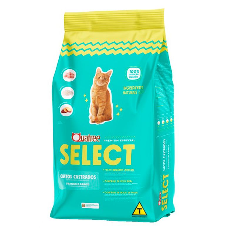 Foto-do-produto-Racao-Quatree-Select-Gatos-Castrados-Frango-e-Arroz---101kg-no-petshop-online-da-Tudo-de-Bicho