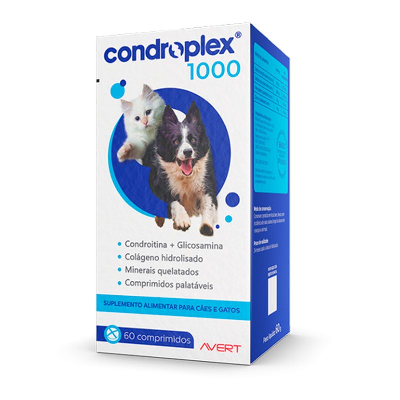 Foto-do-produto-Suplemento-Alimentar-Avert-Condroplex-1000-para-Caes-e-Gatos-60-Comprimidos-no-petshop-online-da-Tudo-de-Bicho