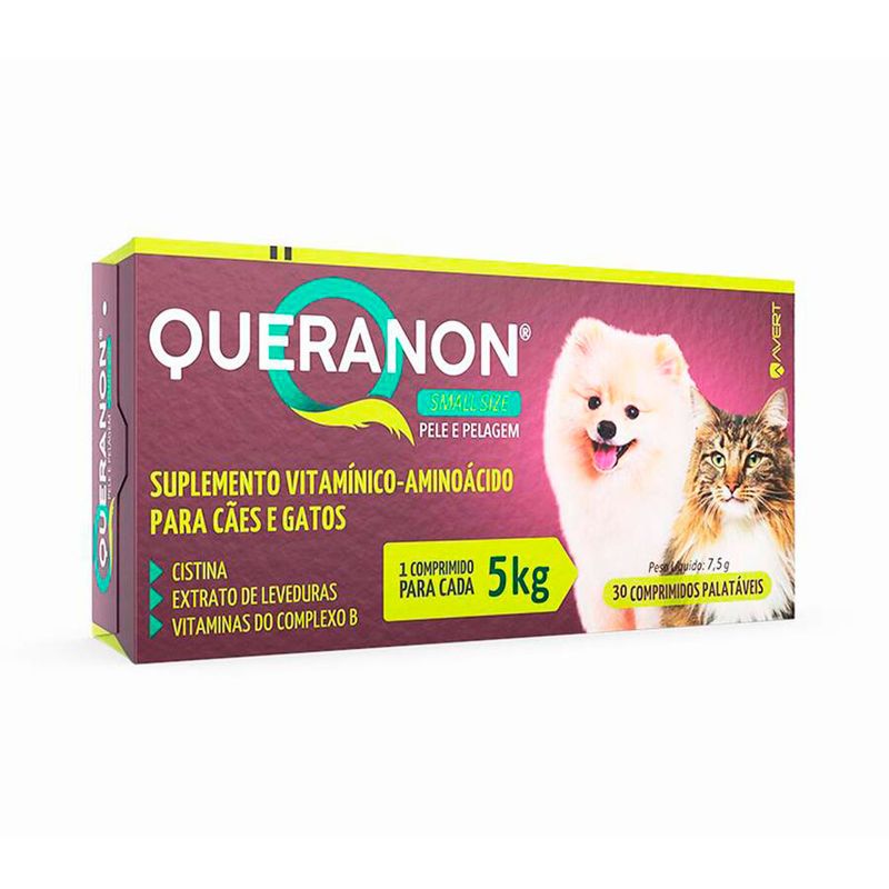 Foto-do-produto-Suplemento-Vitaminico-Avert-Queranon-Small-Size-30-Comprimidos-Porte-Pequeno-5kg-no-petshop-online-da-Tudo-de-Bicho