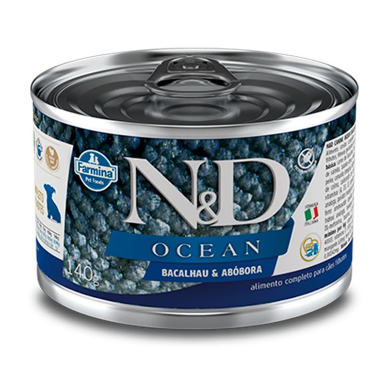 Foto-do-produto-Racao-Umida-N-D-Ocean-Caes-Filhotes-Bacalhau-e-Abobora-140g-no-petshop-online-da-Tudo-de-Bicho