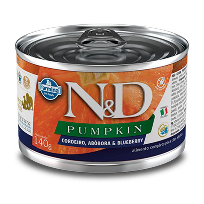 Foto-do-produto-Racao-Umida-N-D-Pumpkin-Caes-Cordeiro-140g-no-petshop-online-da-Tudo-de-Bicho