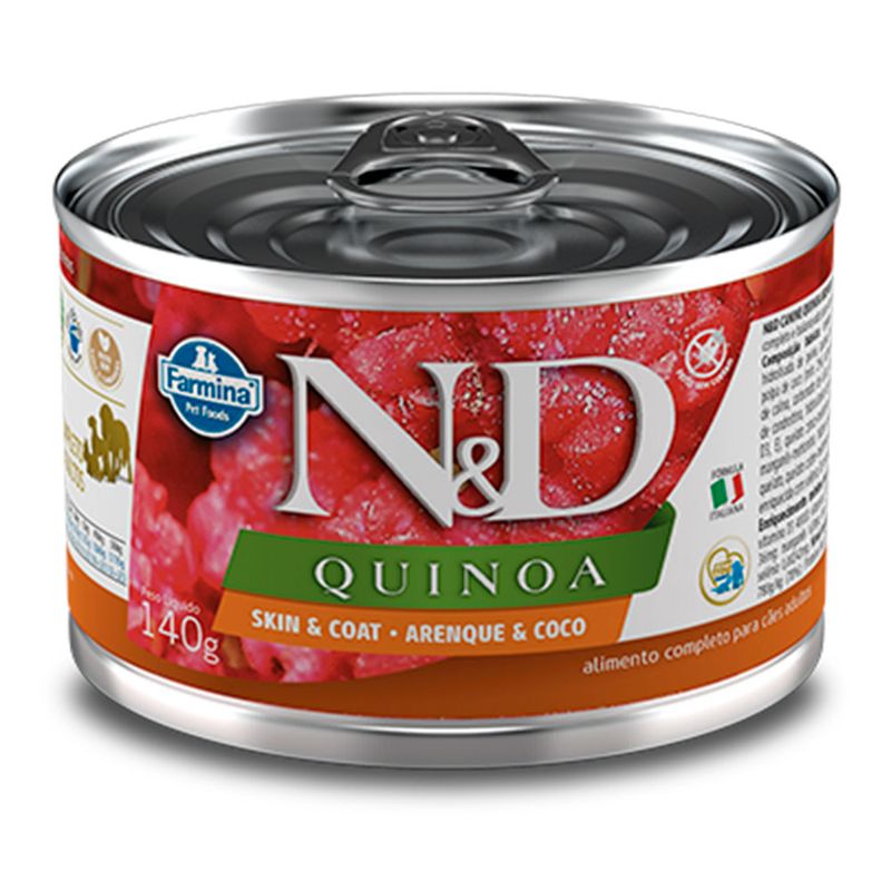 Foto-do-produto-Racao-Umida-N-D-Quinoa-Caes-Skin-e-Coat-Arenque-140g-no-petshop-online-da-Tudo-de-Bicho