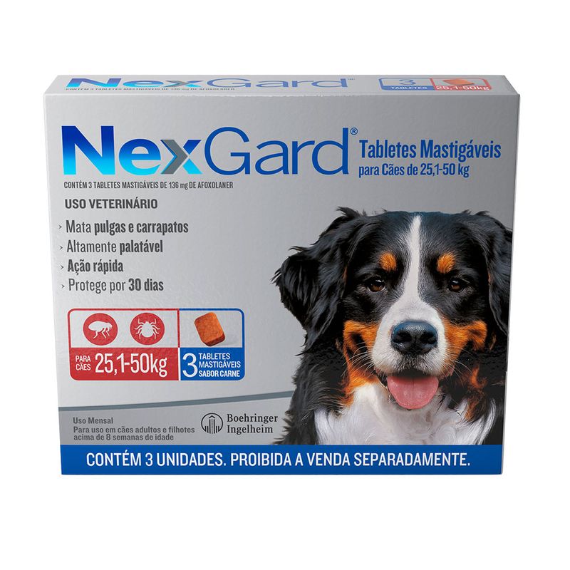 Foto-do-produto-Antipulgas-e-Carrapatos-Nexgard-Caes-251-a-50kg-3-comprimidos-no-petshop-online-da-Tudo-de-Bicho