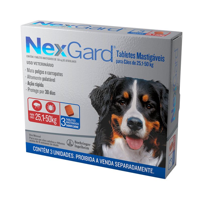 Foto-do-produto-Antipulgas-e-Carrapatos-Nexgard-Caes-251-a-50kg-3-comprimidos-no-petshop-online-da-Tudo-de-Bicho