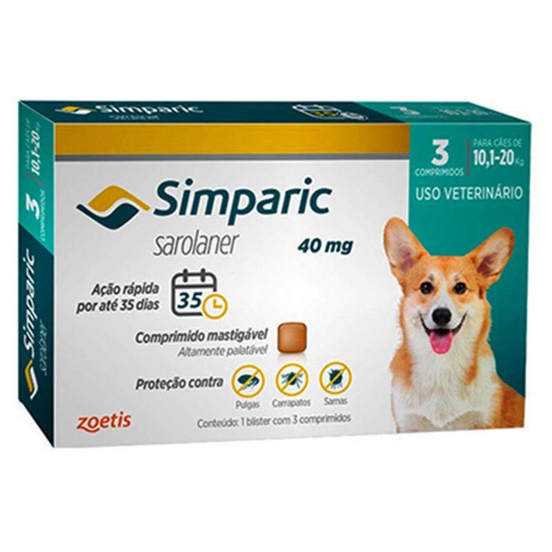 Foto-do-produto-Simparic-Antipulgas-e-Carrapatos-40mg-Para-Caes-de-101-a-20kg-3-Comprimidos-no-petshop-online-da-Tudo-de-Bicho