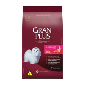 Ração Gran Plus Menu Cães Adultos Porte Mini Carne e Arroz