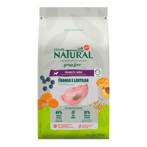 Ração Guabi Natural Cães Grain Free Adultos Raças Médias Frango e Lentilha