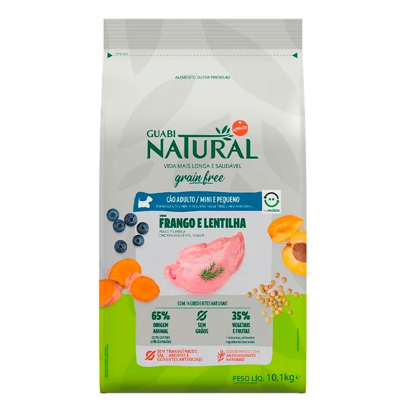 Foto-do-produto-Racao-Guabi-Natural-Caes-Grain-Free-Adultos-Racas-Mini-e-Pequenas-Frango-e-Lentilha-101kg-no-petshop-online-da-Tudo-de-Bicho