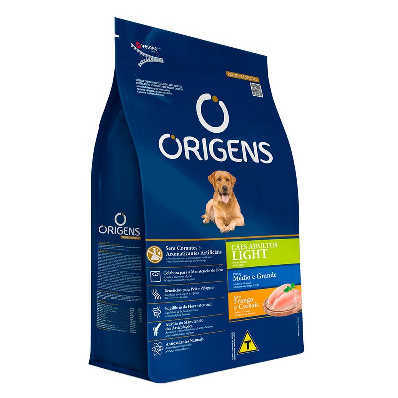 Foto-do-produto-Racao-Origens-Caes-Light-Md-Gd-Frango-15kg-no-petshop-online-da-Tudo-de-Bicho