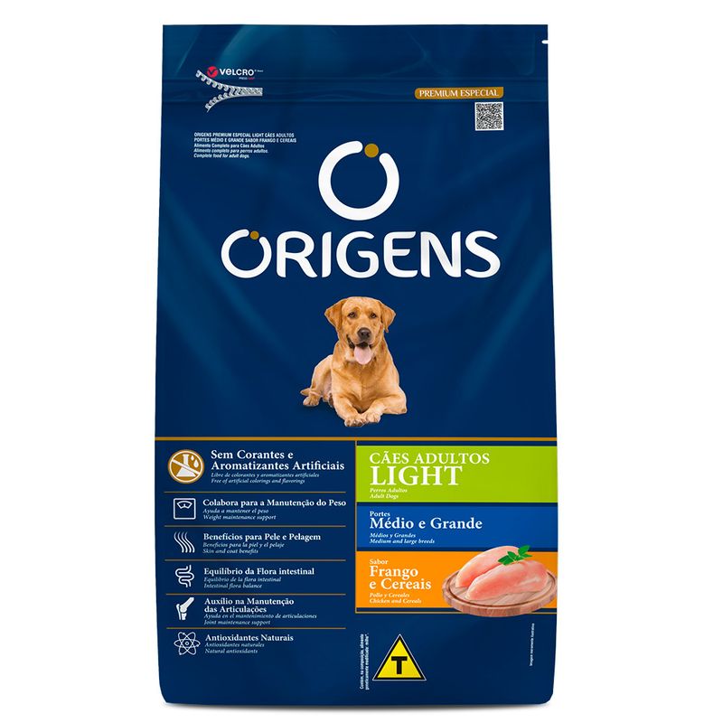 Foto-do-produto-Racao-Origens-Caes-Light-Md-Gd-Frango-15kg-no-petshop-online-da-Tudo-de-Bicho