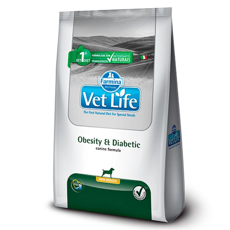 Foto-do-produto-Racao-Vet-Life-Caes-Mini-Obesity-Diabetic-2kg-no-petshop-online-da-Tudo-de-Bicho