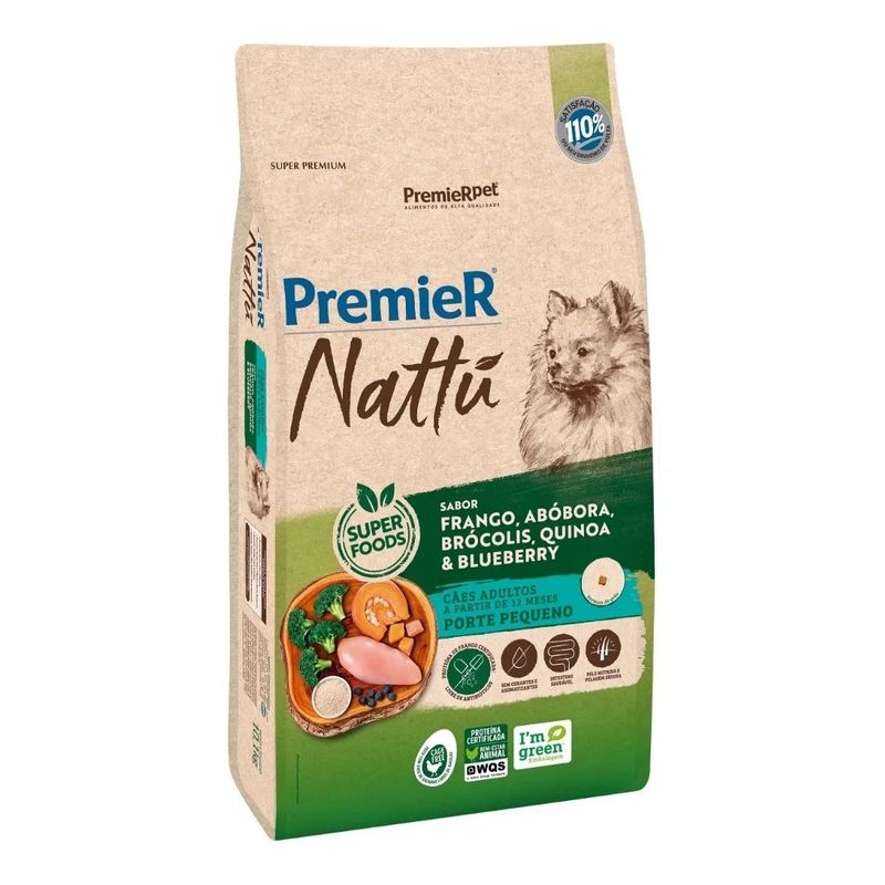 Foto-do-produto-Racao-Premier-Nattu-Caes-Adultos-Pequeno-Porte-Frango-e-Abobora-101kg-no-petshop-online-da-Tudo-de-Bicho