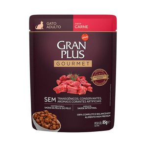 Ração Úmida Gran Plus Gourmet Gatos Adultos Carne Sachê