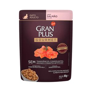 Ração Úmida Gran Plus Gourmet Gatos Adultos Salmão Sachê