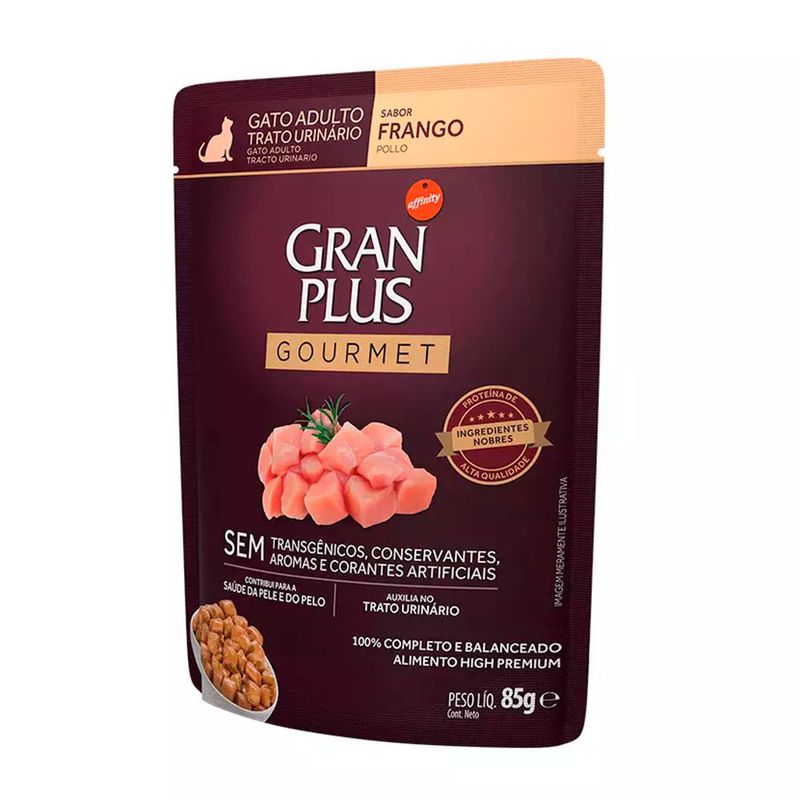 Foto-do-produto-Racao-Umida-Gran-Plus-Gourmet-Trato-Urinario-Gatos-Adultos-Frango-Sache-85g-no-petshop-online-da-Tudo-de-Bicho