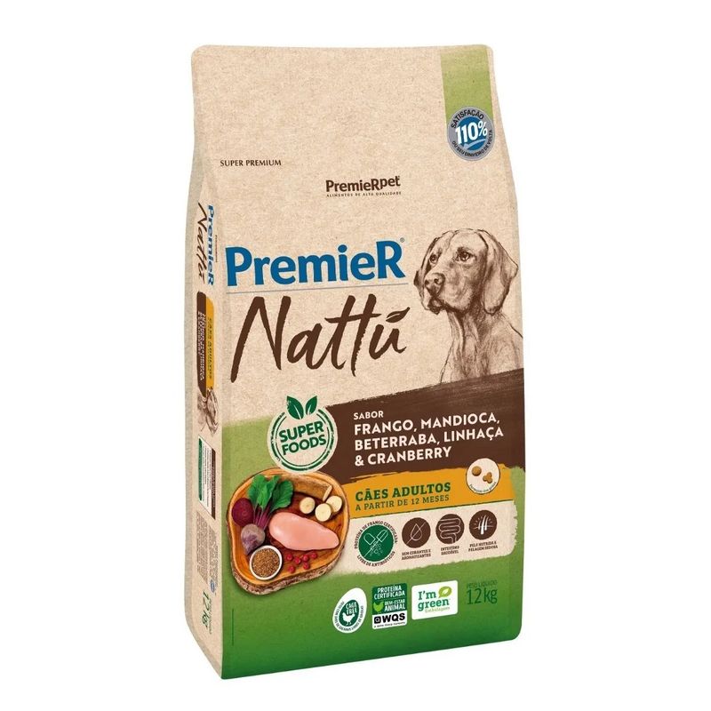 Foto-do-produto-Racao-Premier-Nattu-Caes-Adultos-Frango-e-Mandioca-12kg-no-petshop-online-da-Tudo-de-Bicho