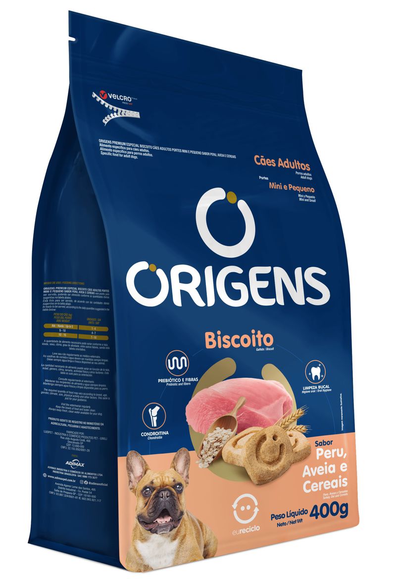 Foto-do-produto-Biscoito-Origens-Caes-Porte-Pequeno-Peru-400g-no-petshop-online-da-Tudo-de-Bicho