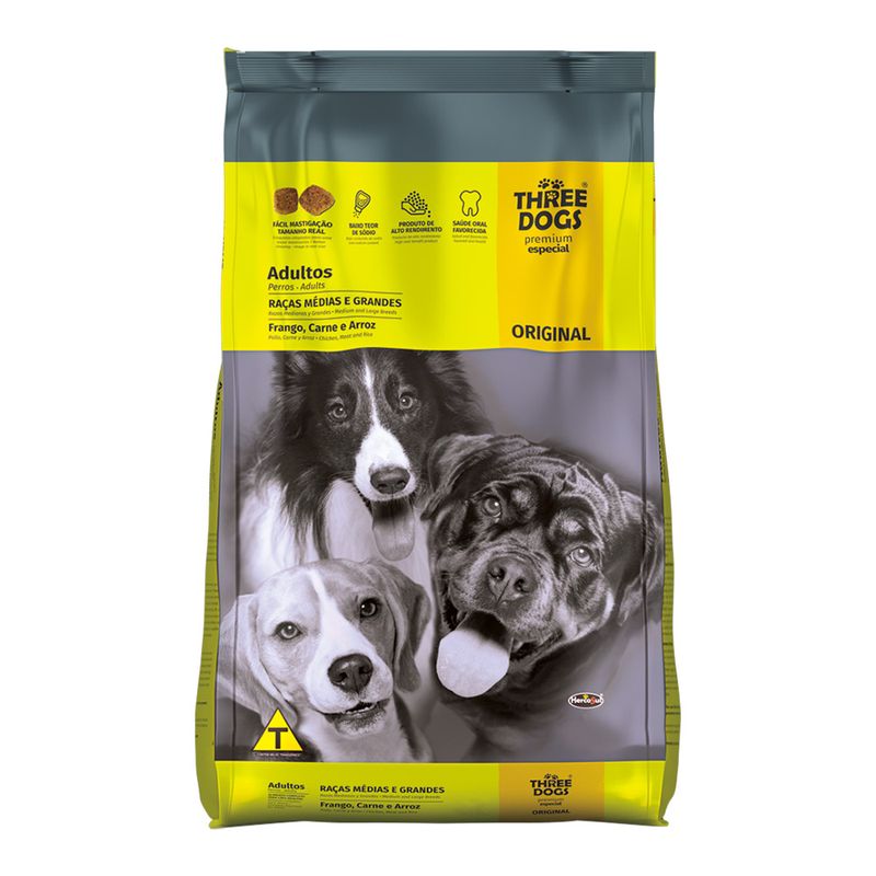 Foto-do-produto-Racao-Caes-Three-Dogs-Original-Adultos-Racas-Medias-e-Grandes-20kg-no-petshop-online-da-Tudo-de-Bicho
