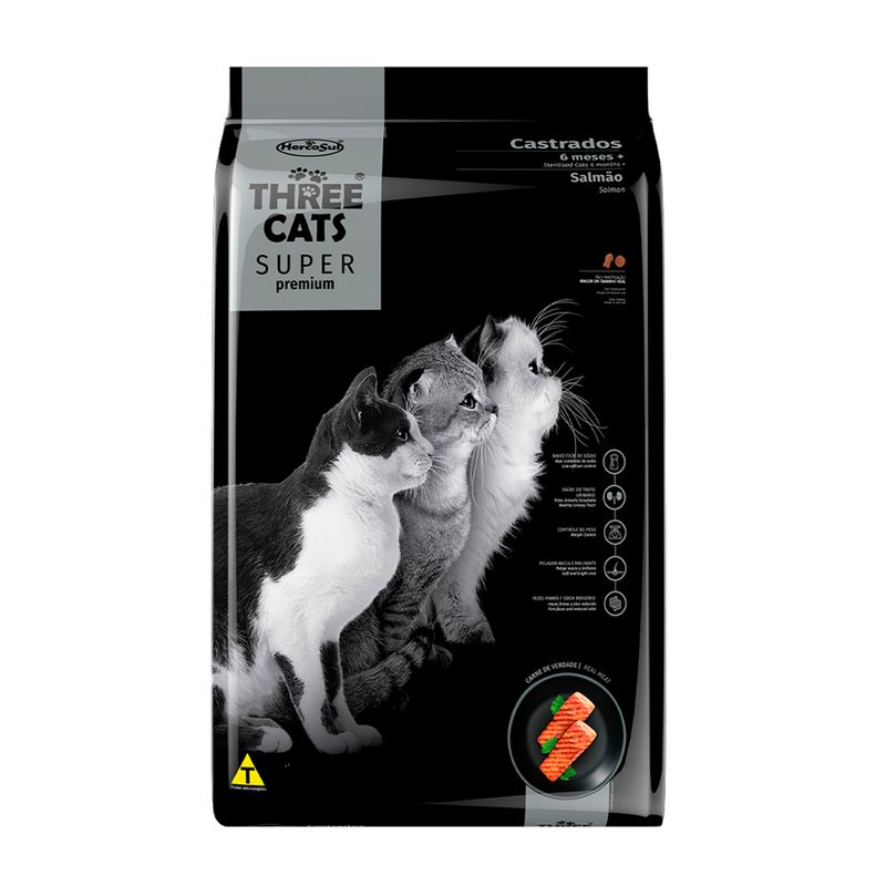 Foto-do-produto-Racao-Gatos-Three-Cats-Super-Castrados-Salmao-3kg-no-petshop-online-da-Tudo-de-Bicho