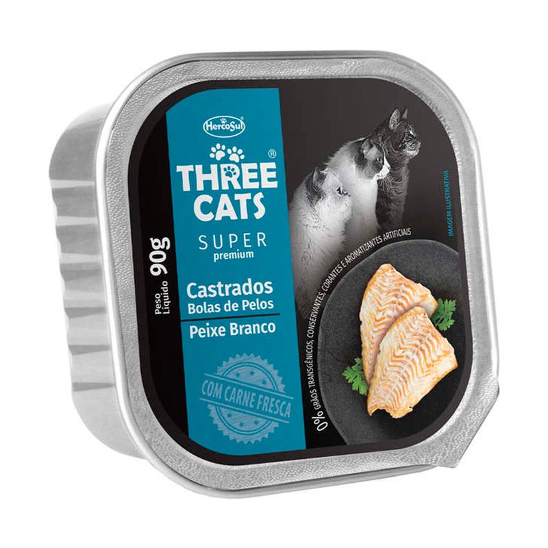 Foto-do-produto-Racao-Umida-Three-Cats-Special-Cadastrados-Bola-de-Pelos-Pate-90g-no-petshop-online-da-Tudo-de-Bicho