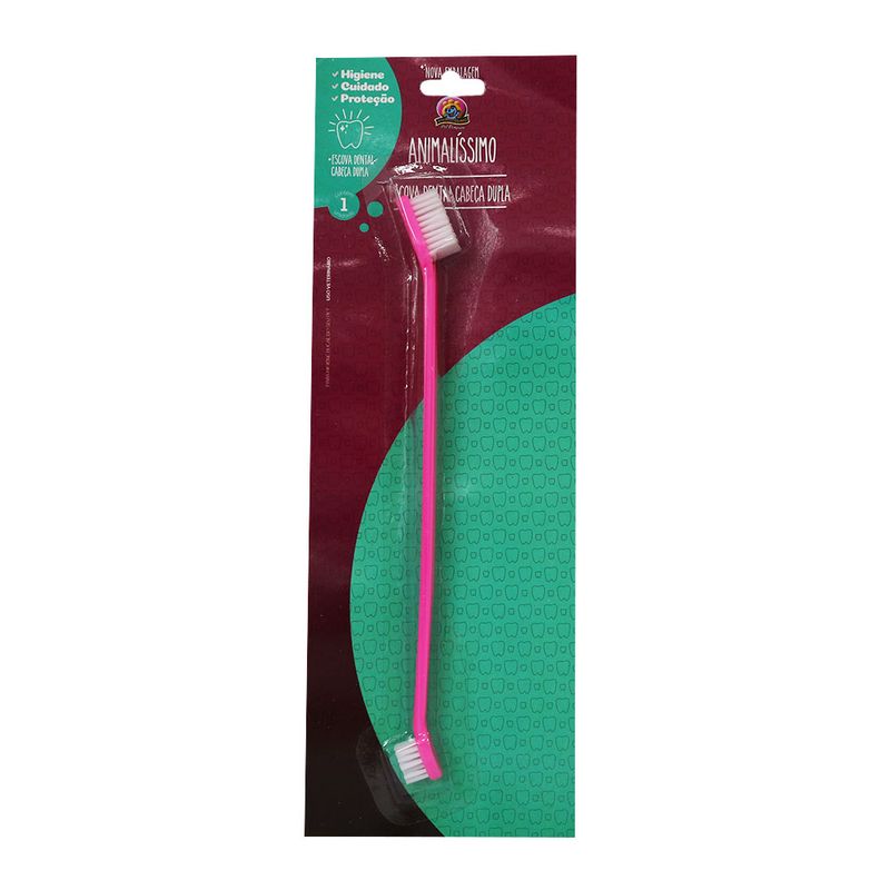 Foto-do-produto-Escova-Dental-Dupla-Animalissimo-Rosa--no-petshop-online-da-Tudo-de-Bicho