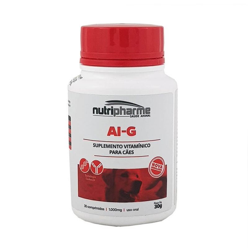 Foto-do-produto-Suplemento-Vitaminico-AiG-1000-Caes-Nutripharme-30-Comprimidos-no-petshop-online-da-Tudo-de-Bicho