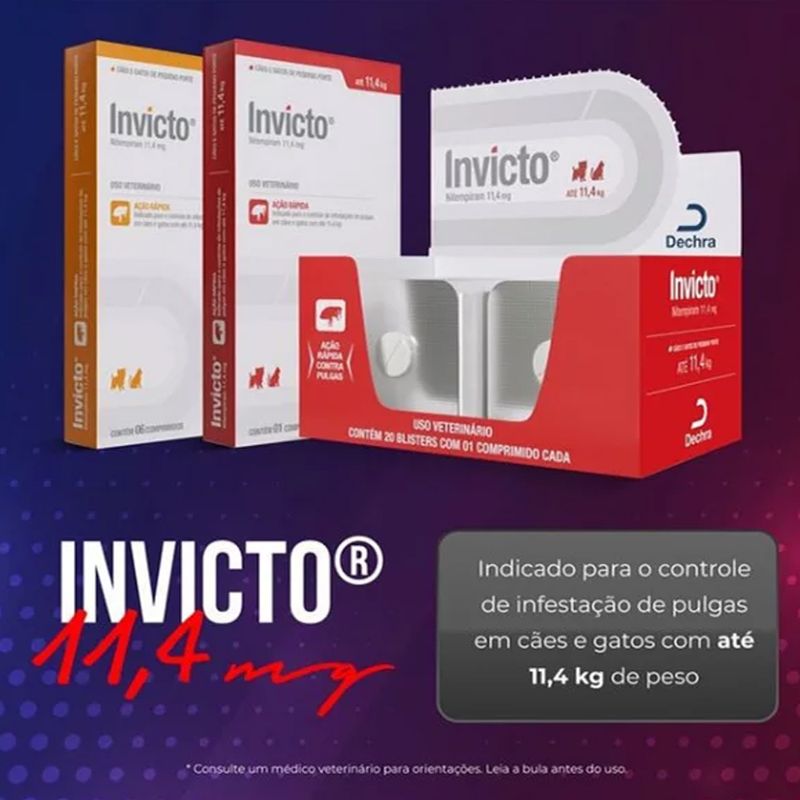 Foto-do-produto-Invicto-Antipulgas-para-Caes-e-Gatos-Dechra-114mg-6-Comprimidos-no-petshop-online-da-Tudo-de-Bicho