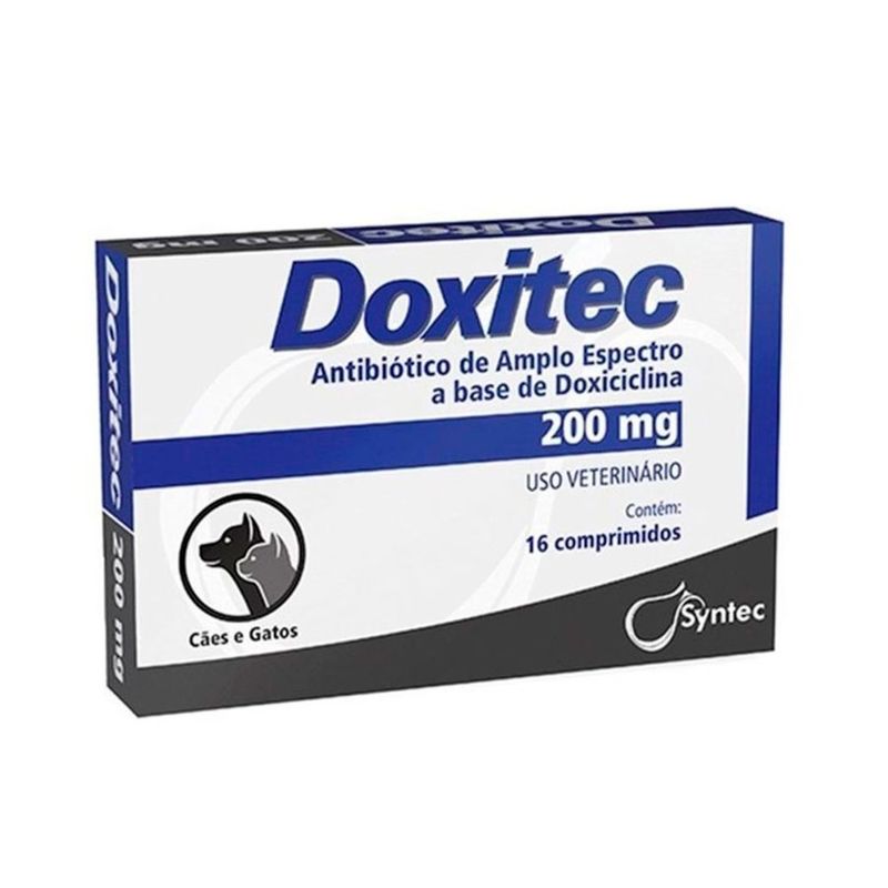 Foto-do-produto-Doxitec-Antibiotico-Para-Caes-e-Gatos-200mg-16-Comprimidos-no-petshop-online-da-Tudo-de-Bicho