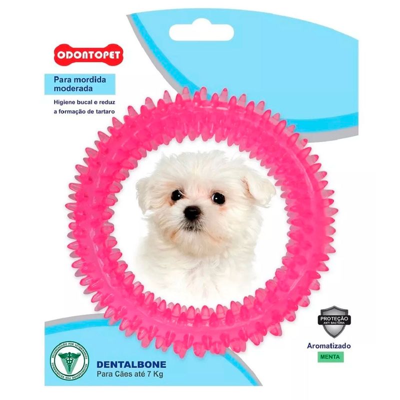 Foto-do-produto-Brinquedo-Mordedor-Dental-Argola-Rosa-Caes-Ate-7kg-Odontopet-no-petshop-online-da-Tudo-de-Bicho
