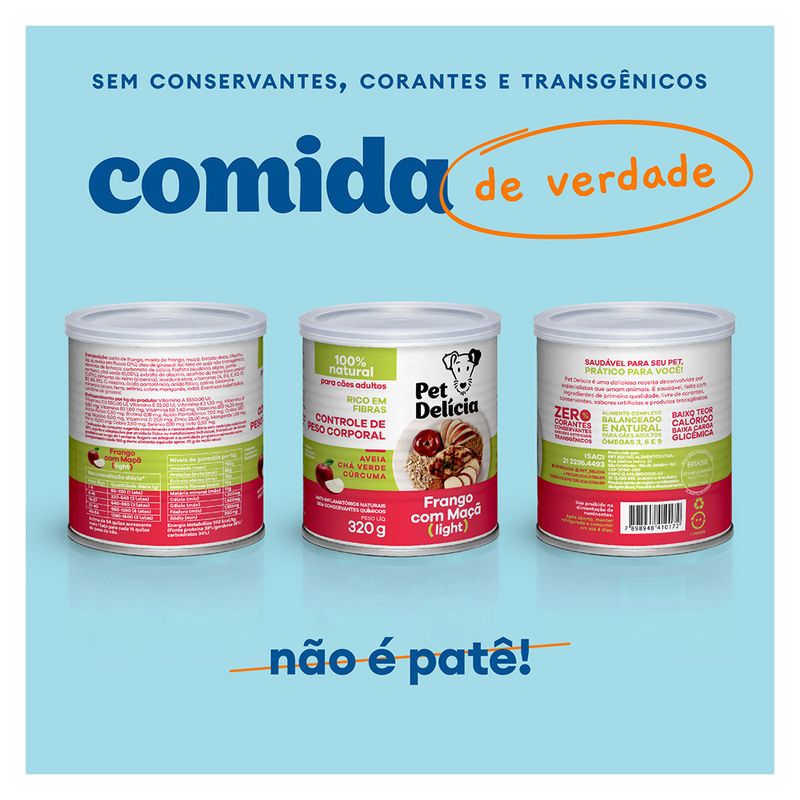 Foto-do-produto-Racao-Umida-Pet-Delicia-Caes-Frango-com-Maca-Light-320g-no-petshop-online-da-Tudo-de-Bicho