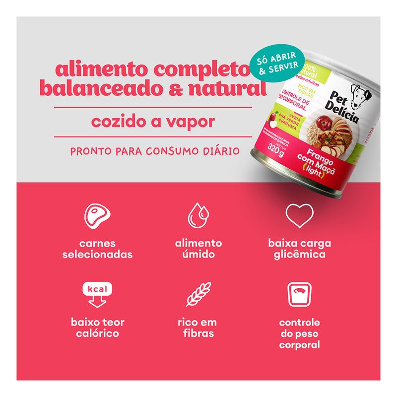 Foto-do-produto-Racao-Umida-Pet-Delicia-Caes-Frango-com-Maca-Light-320g-no-petshop-online-da-Tudo-de-Bicho