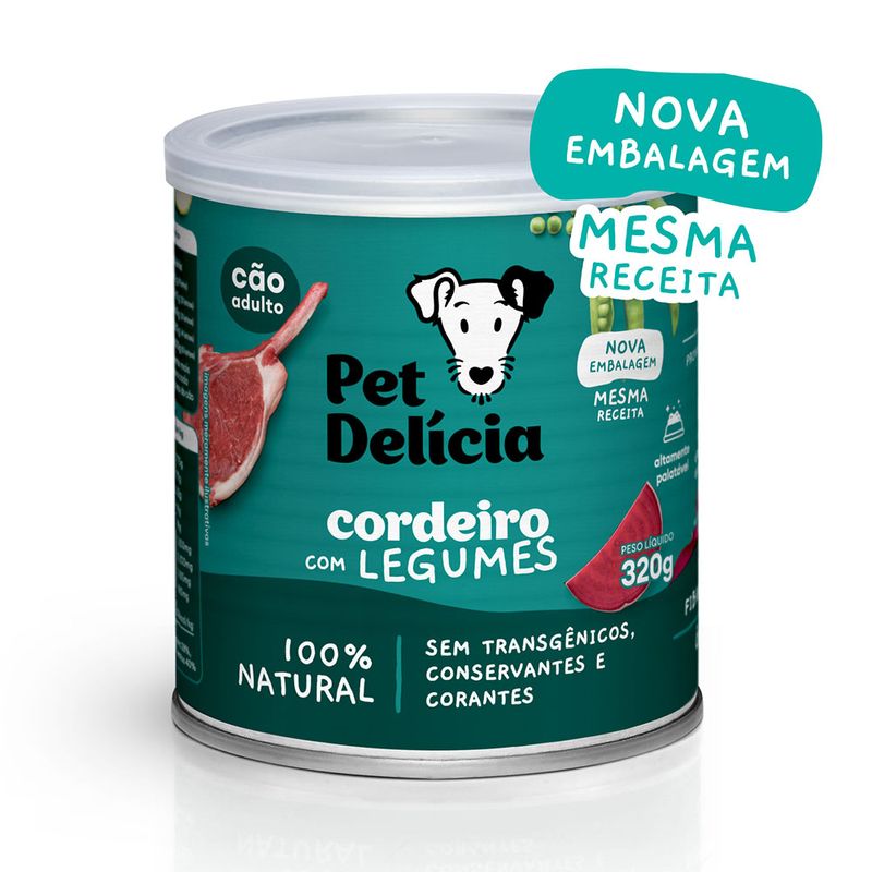 Foto-do-produto-Racao-Umida-Pet-delicia-Caes-Cordeiro-C-Legumes-320g-no-petshop-online-da-Tudo-de-Bicho