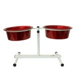 Foto-do-produto-Comedouro-Caes-Dog-Head-Aluminio-Duplo-Regulavel-Color-Vermelho-Medio-no-petshop-online-da-Tudo-de-Bicho