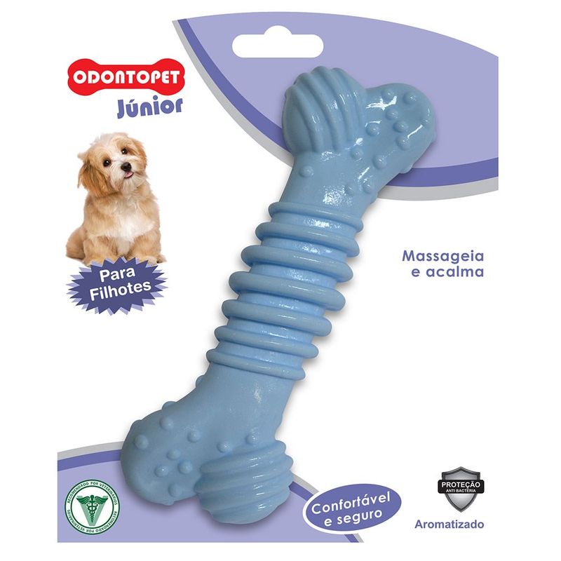 Foto-do-produto-Brinquedo-Ossinho-Mordedor-Azul-Filhotes-Odontopet-no-petshop-online-da-Tudo-de-Bicho