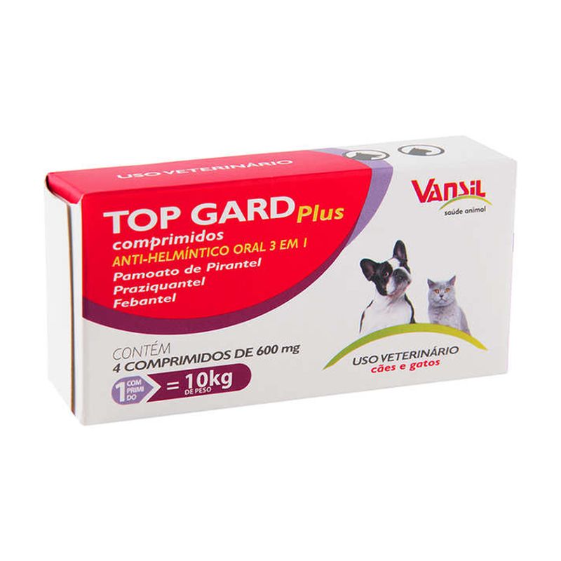 Foto-do-produto-Vermifugo-Top-Gard-Plus-600mg-Caes-e-Gatos-Vansil-4-Comprimidos-no-petshop-online-da-Tudo-de-Bicho