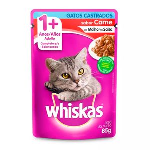 Ração Úmida Whiskas Sachê Gatos Castrados Carne