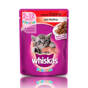 Ração Úmida Whiskas Sachê Gatos Filhotes Carne ao Molho