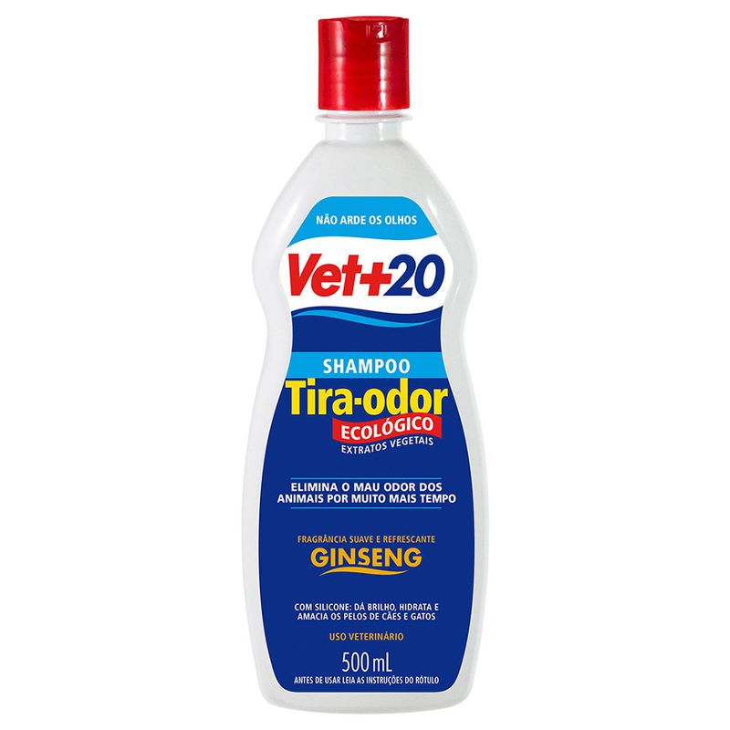 Foto-do-produto-Shampoo-Caes-e-Gatos-Vet-20-Tira-Odor-Ginseng-500ml-no-petshop-online-da-Tudo-de-Bicho