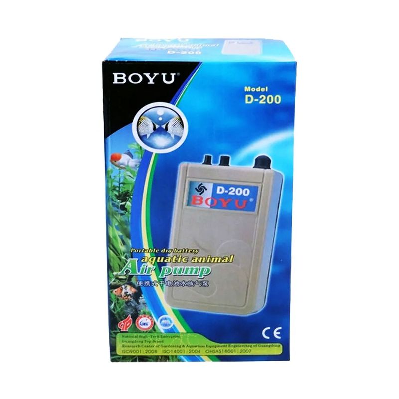 Foto-do-produto-Compressor-de-Ar-para-Aquario-a-Pilha-D200-Boyu-no-petshop-online-da-Tudo-de-Bicho