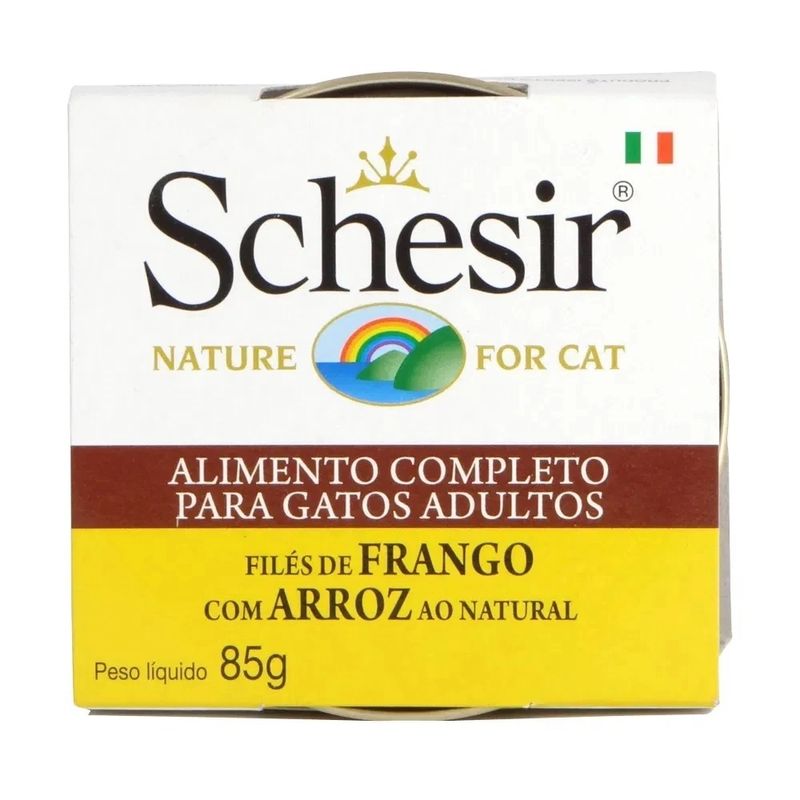 Foto-do-produto-Racao-Umida-Schesir-Pate-Gatos-Frango-com-Arroz-Natural-85g-no-petshop-online-da-Tudo-de-Bicho