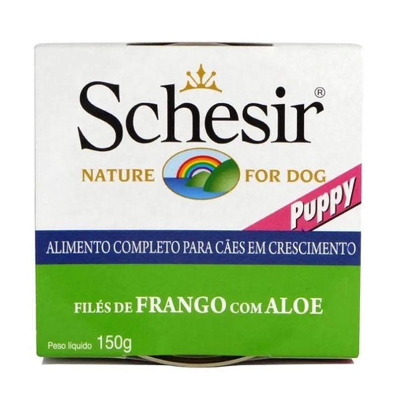 Foto-do-produto-Racao-Umida-Schesir-Sache-Caes-Filhotes-Frango-com-Aloe-150g-no-petshop-online-da-Tudo-de-Bicho