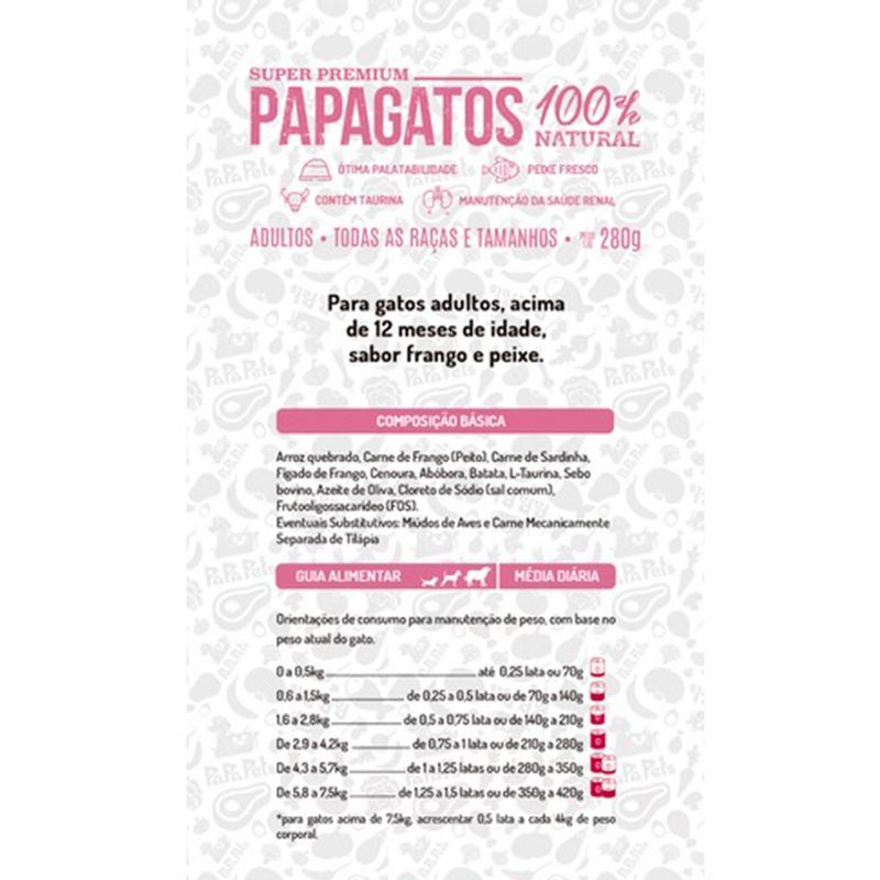 Foto-do-produto-Alimento-Natural-Papapets-Papagatos-Para-Gatos-Adultos-280g-no-petshop-online-da-Tudo-de-Bicho
