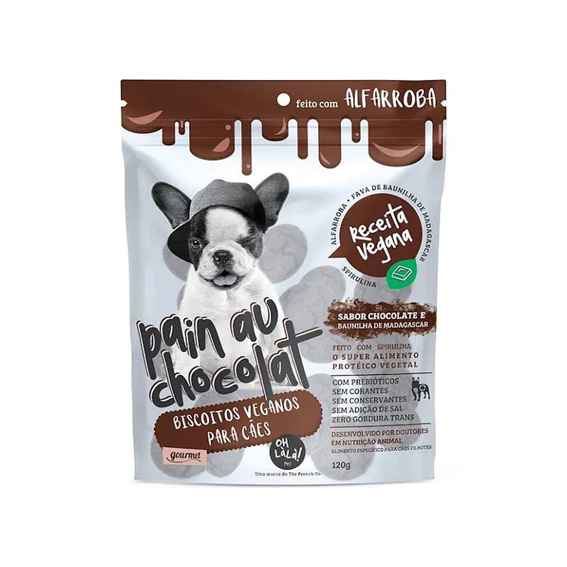 Foto-do-produto-Biscoito-Oh-LaLa-Caes-Filhotes-Veganos-Pain-Au-Chocolat-120g-no-petshop-online-da-Tudo-de-Bicho