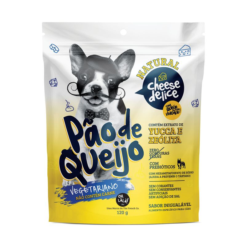 Foto-do-produto-Biscoitos-Oh-LaLa-Caes-Pao-de-Queijo-Vegetariano-120g-no-petshop-online-da-Tudo-de-Bicho