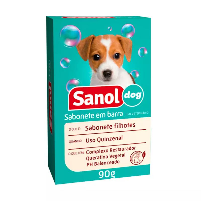 Foto-do-produto-Sabonete-Sanol-Dog-Filhotes-para-Caes-e-Gatos-90g-no-petshop-online-da-Tudo-de-Bicho