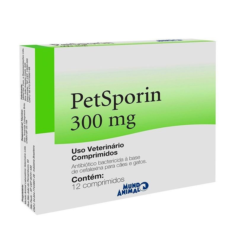 Foto-do-produto-Antibiotico-Petsporin-300mg-Mundo-Animal-12-Comprimidos-no-petshop-online-da-Tudo-de-Bicho