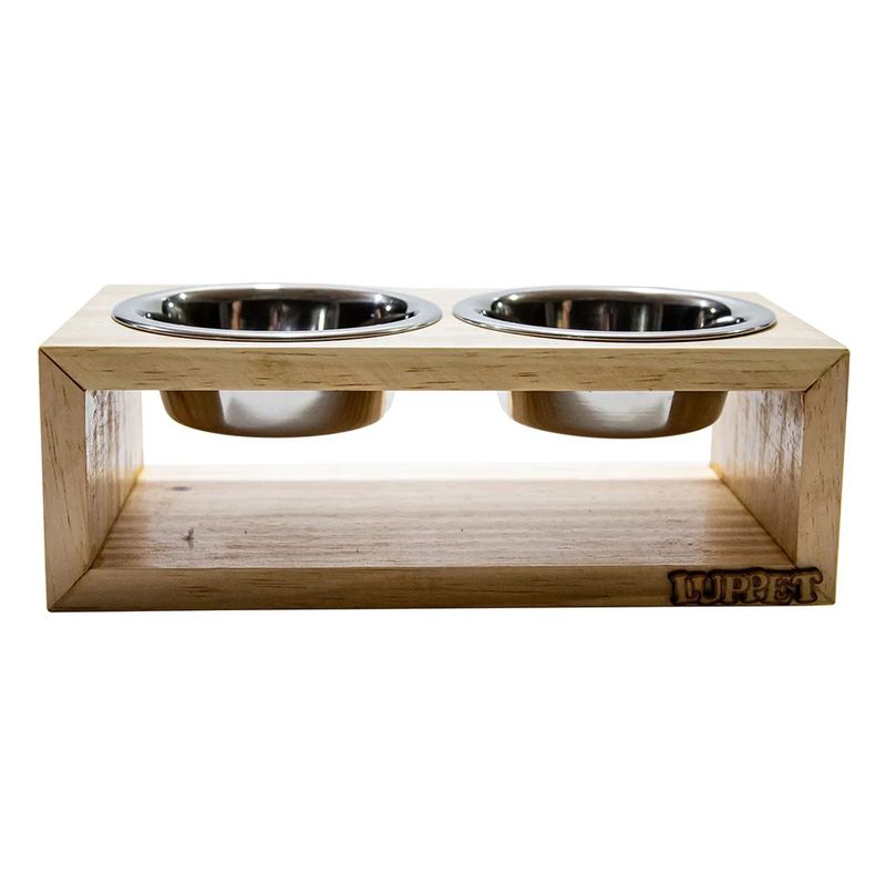 Foto-do-produto-Comedouro-Duplo-Para-Caes-e-Gatos-Madeira-Com-Potes-Inox-Luppet-Natural-no-petshop-online-da-Tudo-de-Bicho
