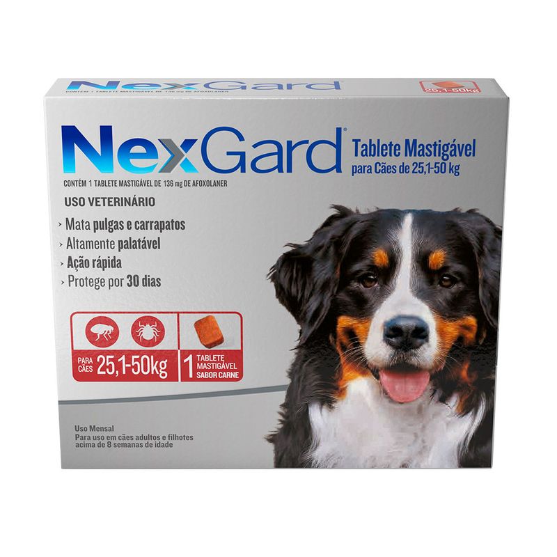 Foto-do-produto-Antipulgas-e-Carrapatos-Nexgard-Caes-251-a-50kg-1-comprimido-no-petshop-online-da-Tudo-de-Bicho