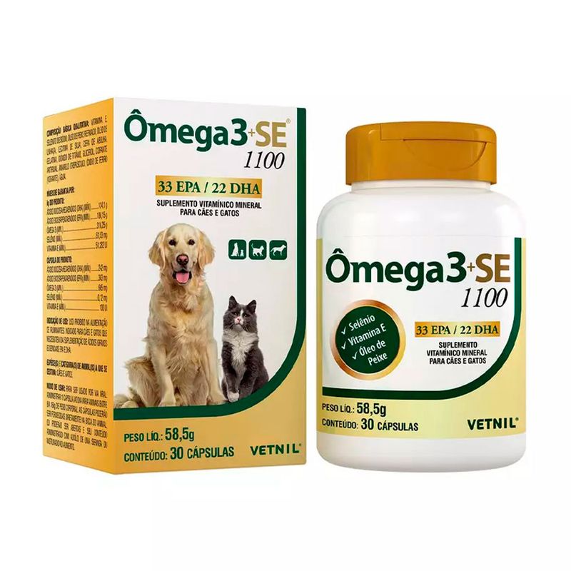 Foto-do-produto-Suplemento-Vitaminico-Omega-3-Se-1100-585g-Vetnil-30-Capsulas--no-petshop-online-da-Tudo-de-Bicho